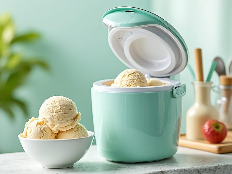 Günstige Eismaschine mit Gefrierbehälter und frischem Eis